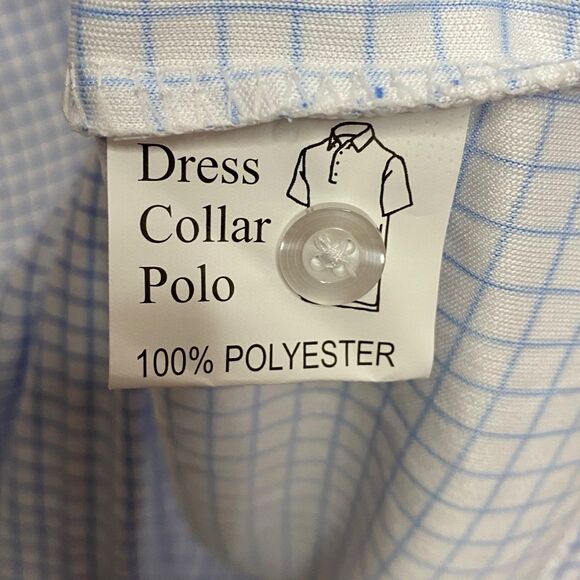 Collars & Co Polo Shirt Mens L Blue Check Golf Preppy Stretch Dress Collar NWT - Picture 7 of 9